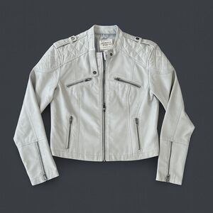 Billabong Light Gray Faux Leather Motto Jacket